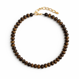 Refined Stone Bead Necklace - Tiger's Eye Brown