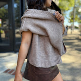 Taupe Button Closure Sweater Cape Cardigan