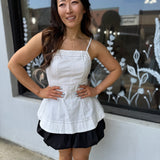 Black Seamed Fluted Cami Top