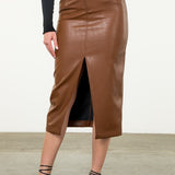 Statement Chic Leather Midi Skirt