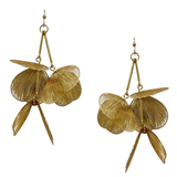 Aurelia Gold Textured Metal Leaf Drop Earrings