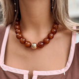 Mila Statement Beaded Necklace - Amber