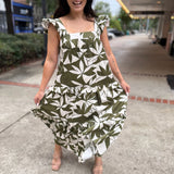 Emerald Canopy Ruffle Maxi Dress