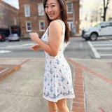 Navy Floral Print Button Front Mini Dress