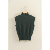 Deep Green High Neck Sleeveless Knit Top