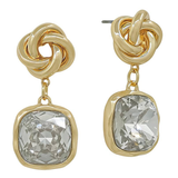 Sloane Gold Knot Crystal Drop Earrings