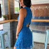 Royal Blue Mackenzie Open Back Scallop Lace Mini Dress