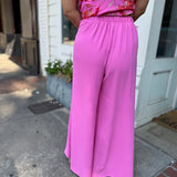 Matte Crepe Wide Leg Swing Pants Pink