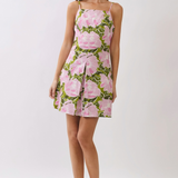 Savannah Bloom Square Neck Mini Dress