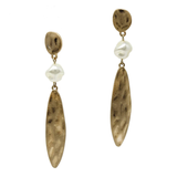 Sloane Hammered Gold Freshwater Pearl Drop Earrings