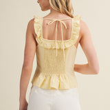 Elegance Edge Volant Pintuck Corset Top - Creamy Lemon