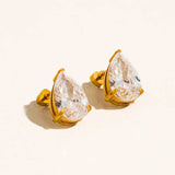 Crystal Teardrop CZ Flat Back Stud Earrings