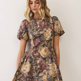 Rosalie Vintage Floral Puff Sleeve Mini Dress