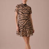 Sienna Tiger Print Organza Mini Dress with Removable Slip