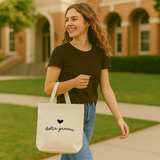 Sorority Name Heart Design On Mid-Size Canvas Tote