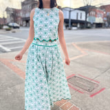Emerald Daisy Scallop Midi Skirt