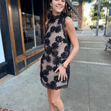 Black Linda Lace Halter Mini Dress