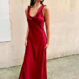 Mireya Satin Cowl Neck Dress