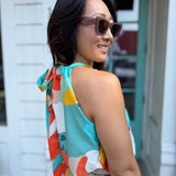 Koi Flower Ruched Halter Crop Top