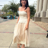 Ecru Corset Lined Strapless Dress