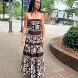 Cocoa Palm Strapless Maxi Dress