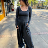 Hot Shot Wide Leg Onesie - Black