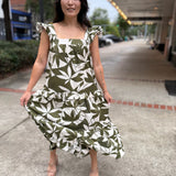 Emerald Canopy Ruffle Maxi Dress