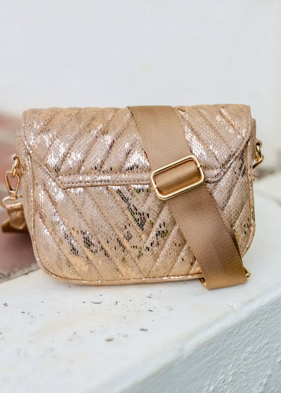 Angela Quilted Crossbody - Tan