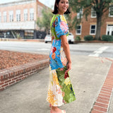 Floral Patchwork Midi Dress