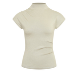 Norah Pleated Short Sleeve Knit Top - Sand Stone