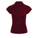 Norah Pleated Short Sleeve Knit Top - Wine