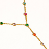 Aurora 18K Gold Colorful CZ Y-Drop Necklace