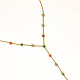 Aurora 18K Gold Colorful CZ Y-Drop Necklace