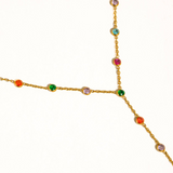 Aurora 18K Gold Colorful CZ Y-Drop Necklace