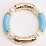 Blue, Gold & Pearl Bangle