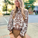 Long Sleeve Patterned Knitted Sweater