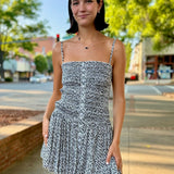 Zina Button-Front Spaghetti Strap Dress