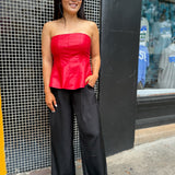 Red Lucia Pu Off Top