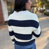 Navy White Stripe Hem Sweater