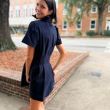 Twill Utility Mini Dress - Navy