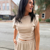 Cindy Strong Shoulder Sleeveless Knit Top