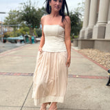 Ecru Corset Lined Strapless Dress