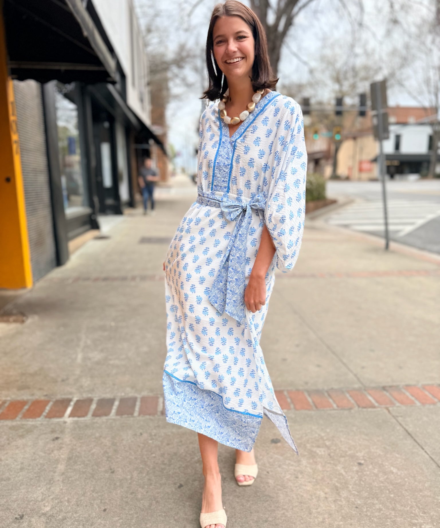 Floral Print 3/4 Sleeve Midi Dress Floral Print 3/4 Sleeve Midi Dress
