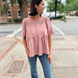 Blush Pink Romance Lace Mesh Top