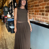 Marie Side Tie Top Brown