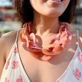 Sunset Glow Oval Link Necklace – Coral