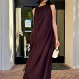 Selene Dark Brown Halter Dress