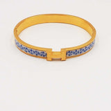 Blue Blossom H Stainless-Steel Bangle