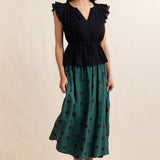 Black Nightcap Ruffle Sleeve Blouse