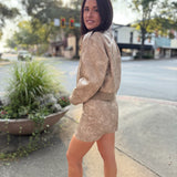 Sand Suede Zip Detail Mini Skirt